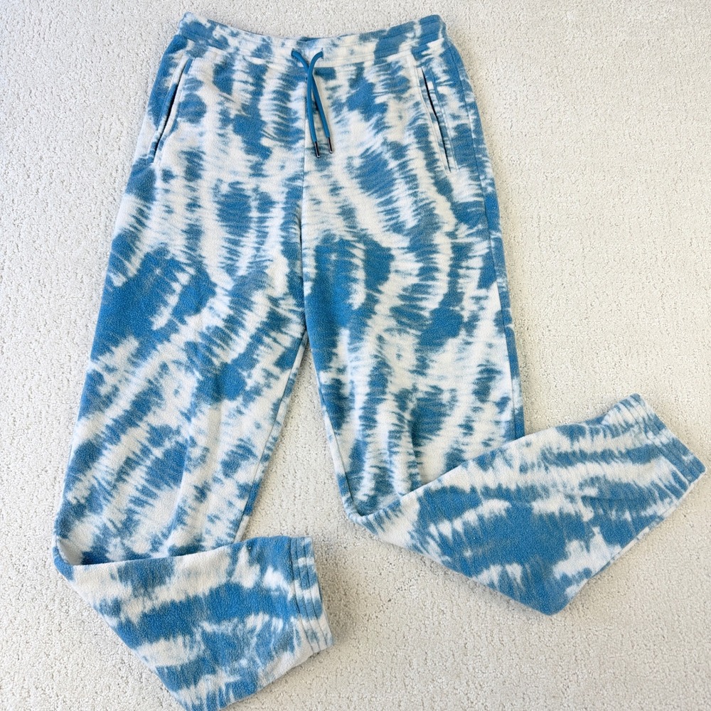 Patagonia Micro D Fleece Joggers Women Small Blue White Tie-Dye 22020